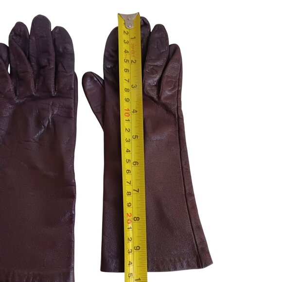Women's Vintage Women's Gloves 6.5 ARIS Womens 100% Brown Kid Leather Lined - Picture 6 of 6
